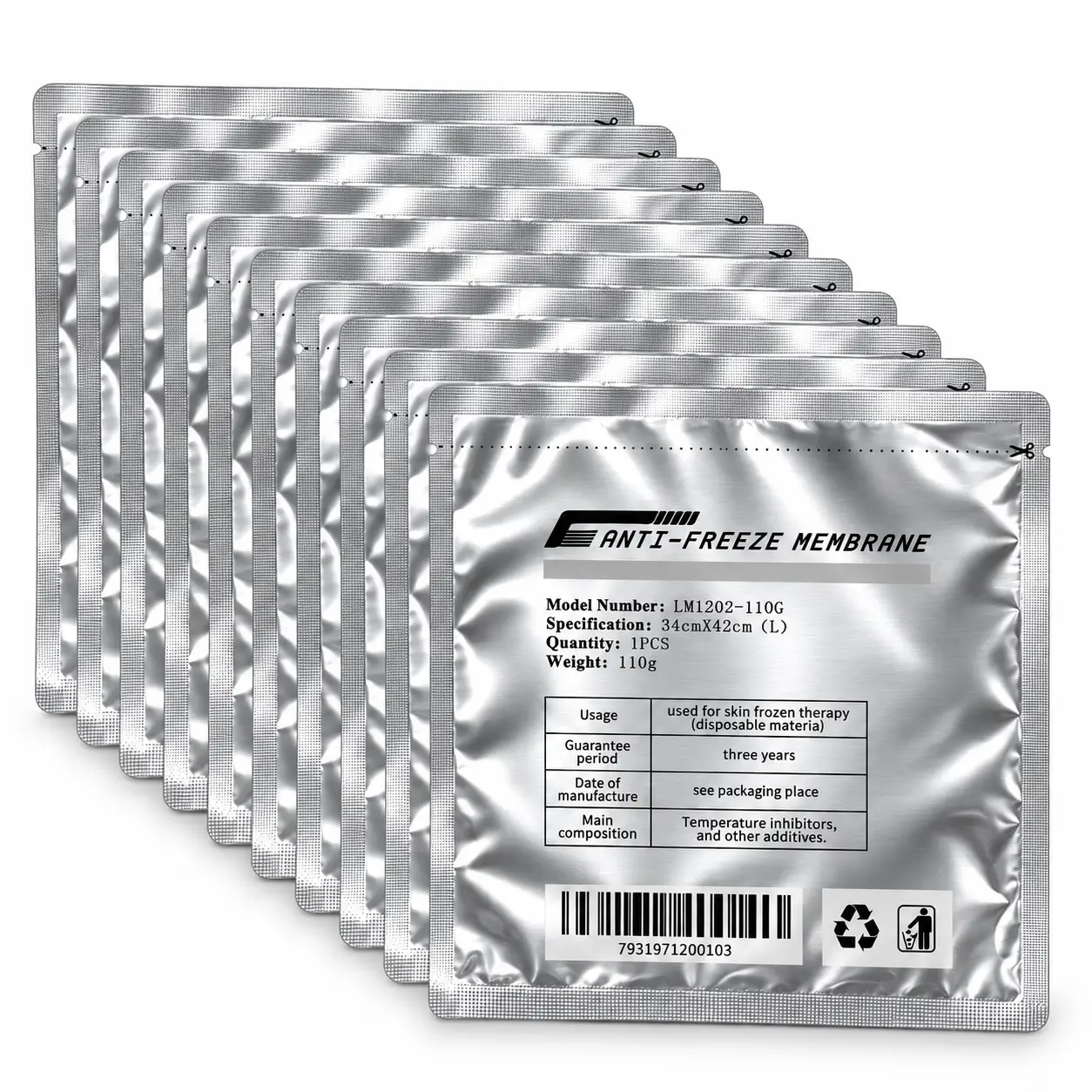 Cryolipolysis Antifreeze Membrane Pads for Fat Freezing Machines - L/M/S Sizes