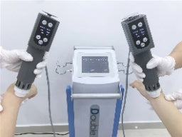 Máquina de fisioterapia por ondas de choque de 2 manijas (pueden funcionar juntas)