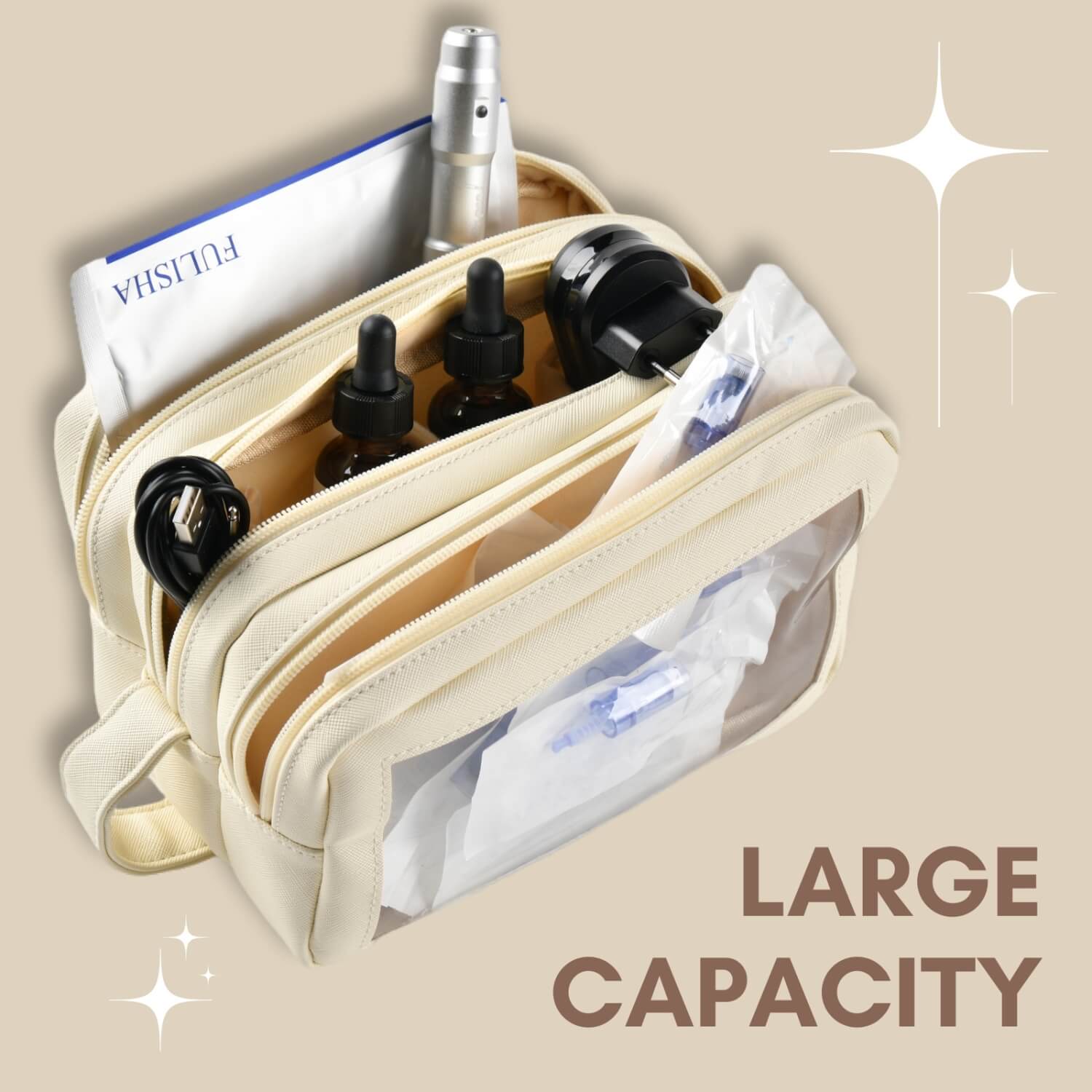 3-layer Customized Microneedling Pen Bag for Dr.pen (Beige)