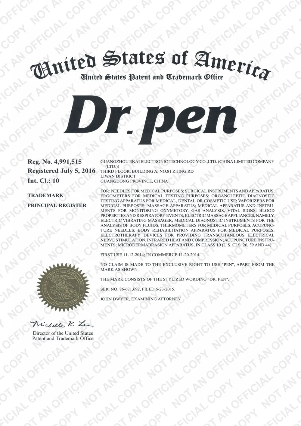 Dr.pen brand register