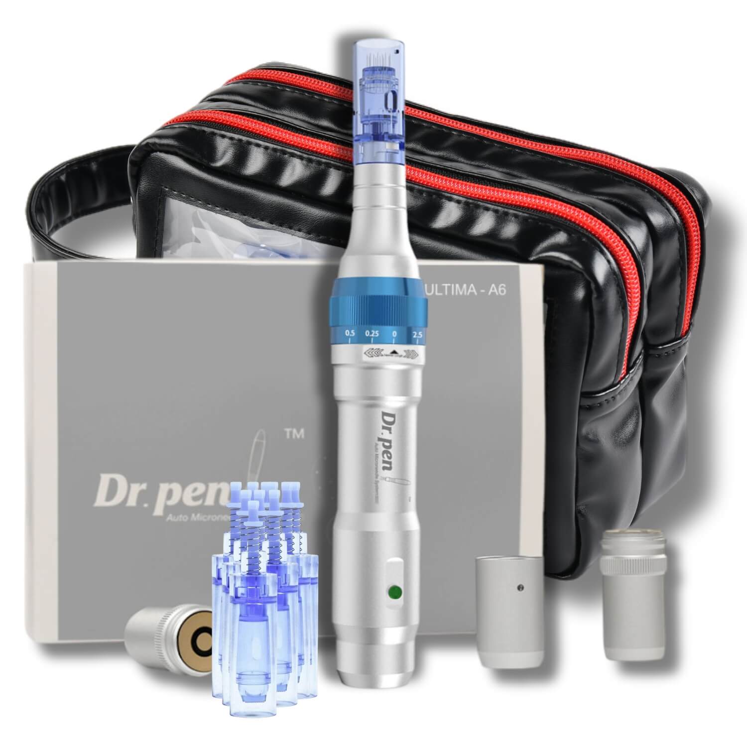 Dr. Pen A6 Pro with 12x 16Pin & 5x NANO-5D Cartridges & Black Bag