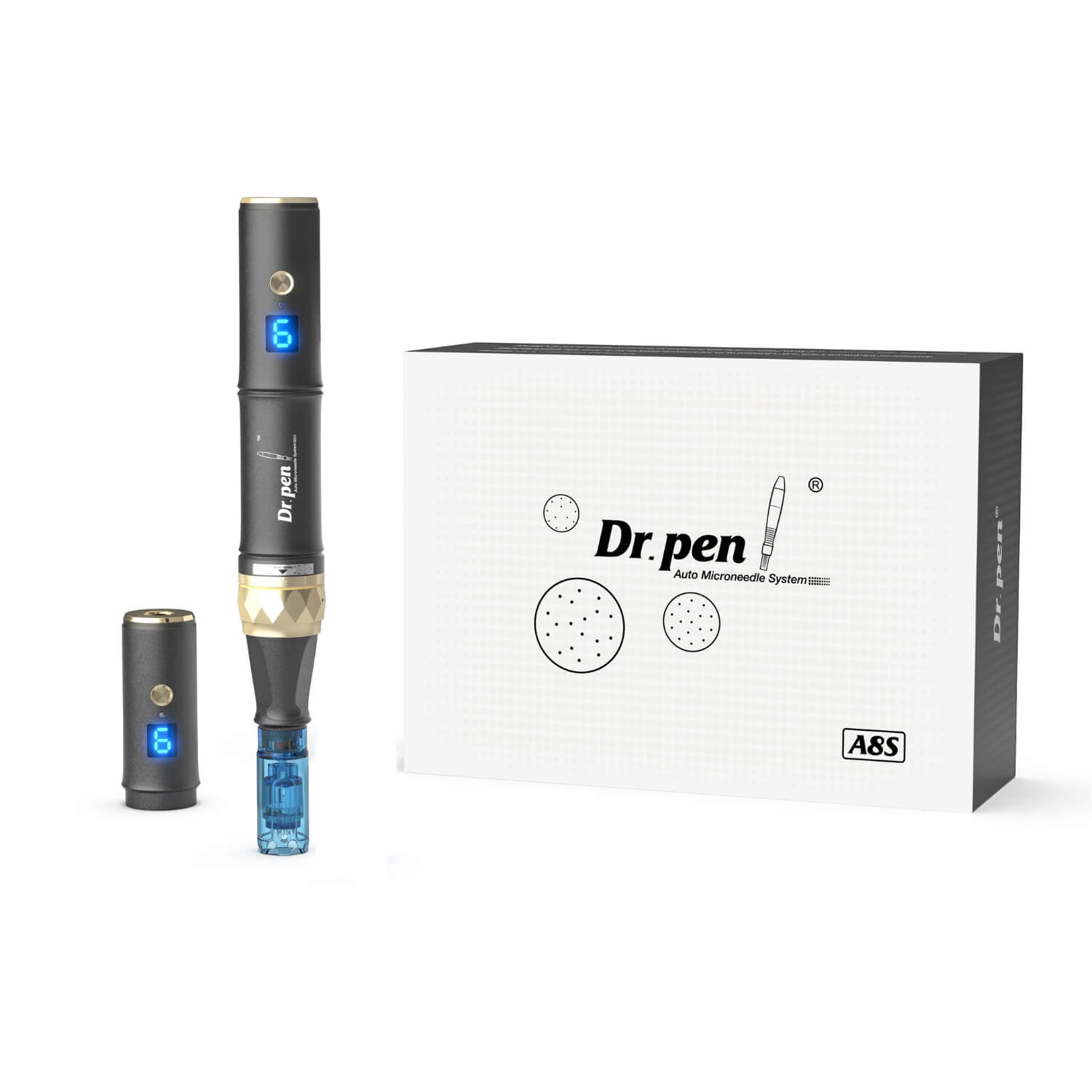 Dr.Pen A8S с 2 18-контактными, 10 12-контактными и 10 36-контактными игольчатыми картриджами