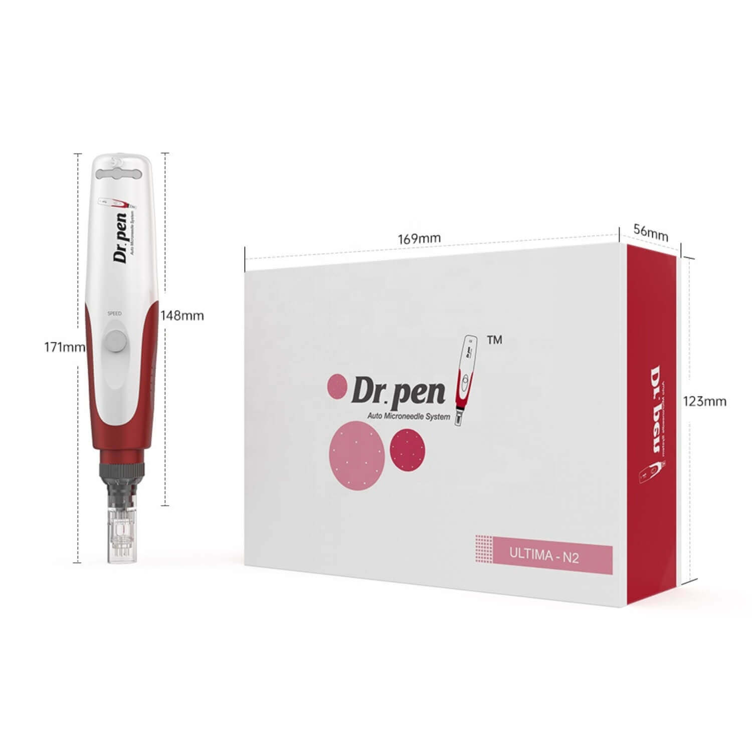 Dr.pen N2 Pro with 12x 12Pin Cartridges & 8x NANO R Cartridges & Black Bag