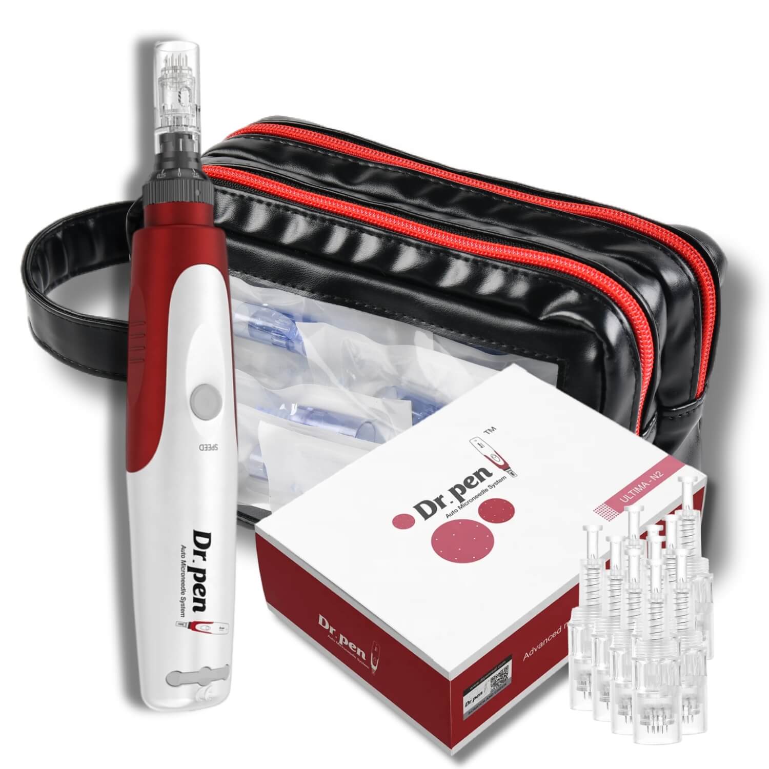 Dr.pen N2 Pro with 12x 12Pin Cartridges & 8x NANO R Cartridges & Black Bag