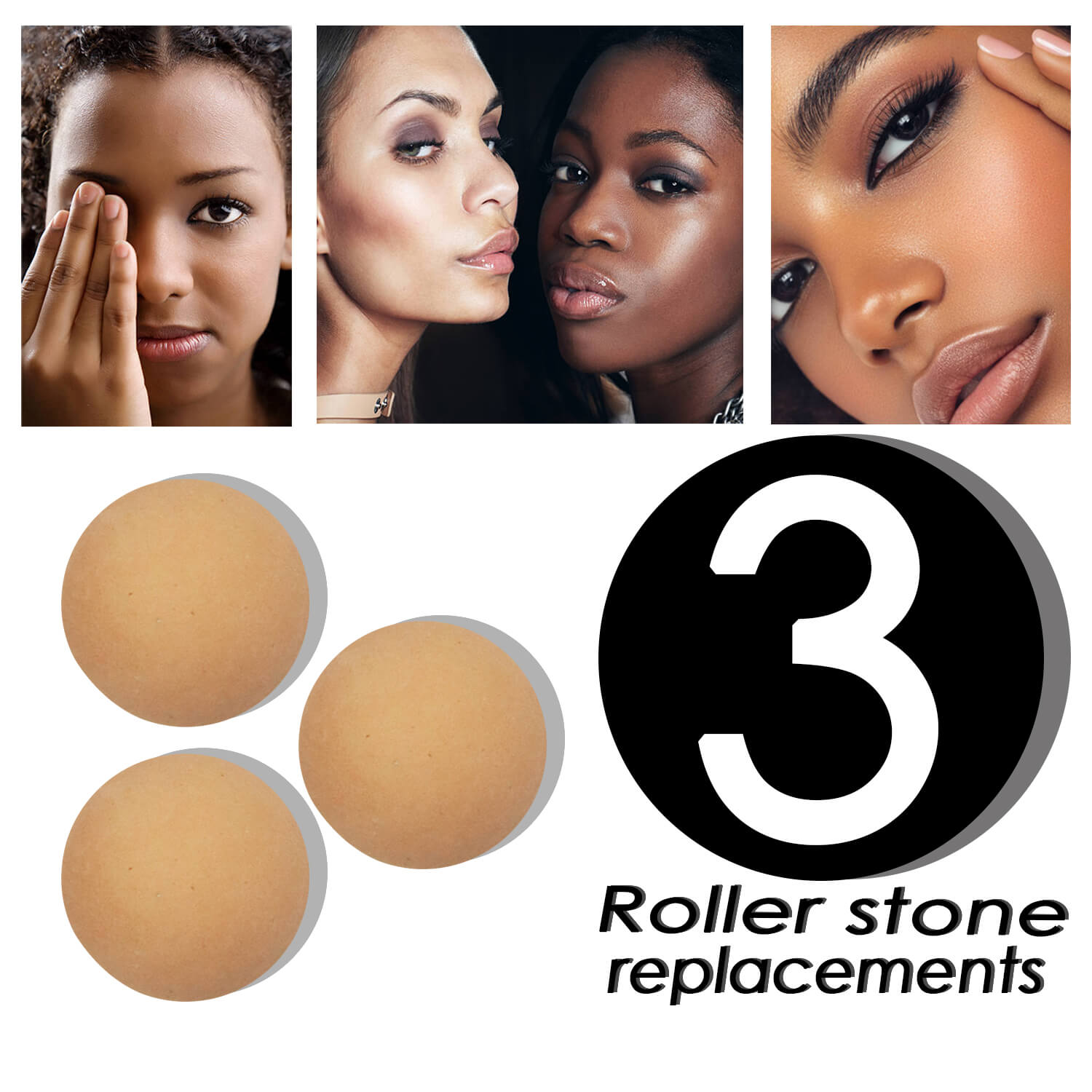 Oil-absorbing Volcanic Roller - Black with 2 Replacement Balls