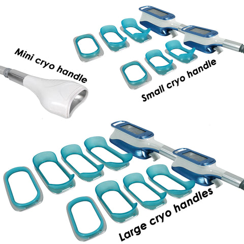 Large, medium and small size surrounding cooling handles of the cryo slimming machine