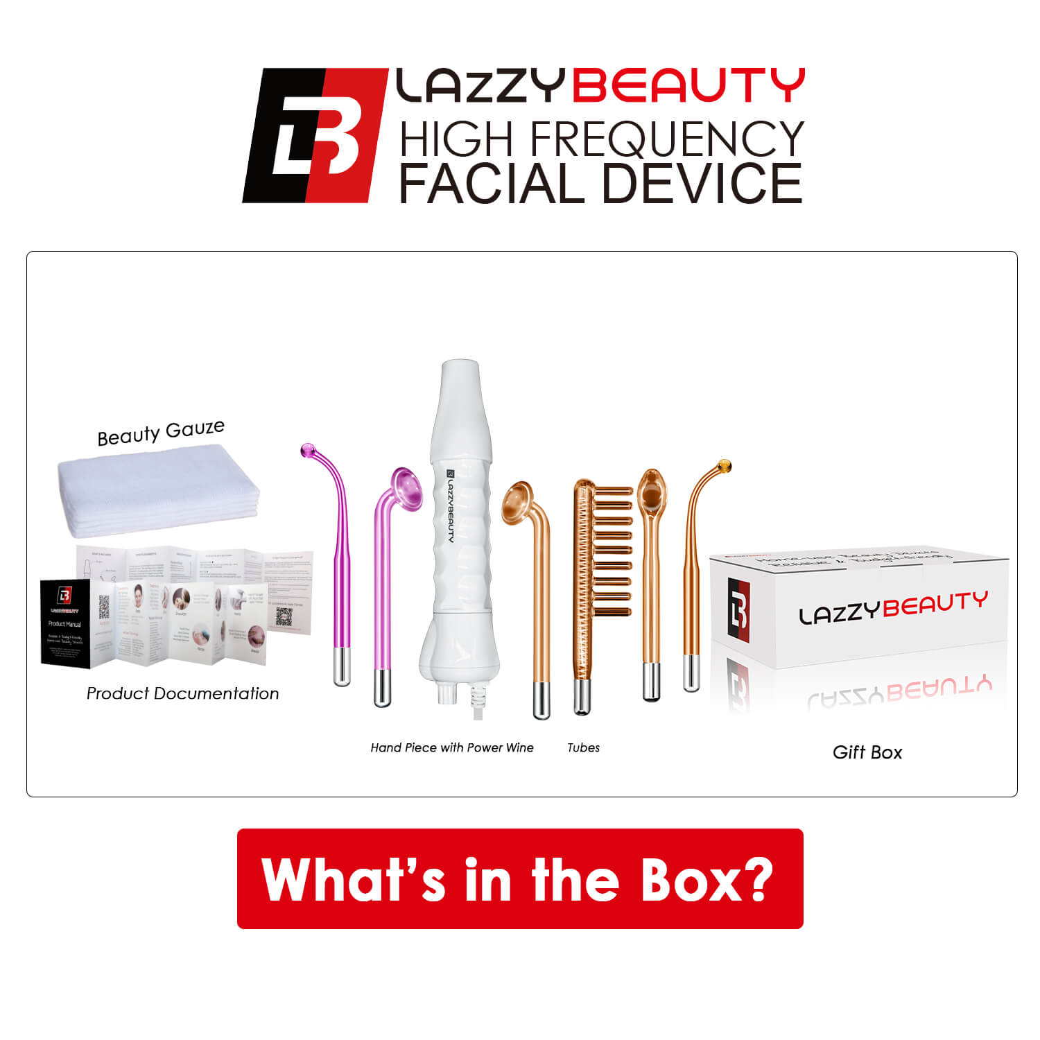 Lazzybeauty Professional Skin Therapy Wand - Portable High Frequency Skin Therapy Machine L2