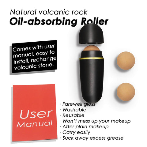Oil-absorbing Volcanic Roller - Black with 2 Replacement Balls